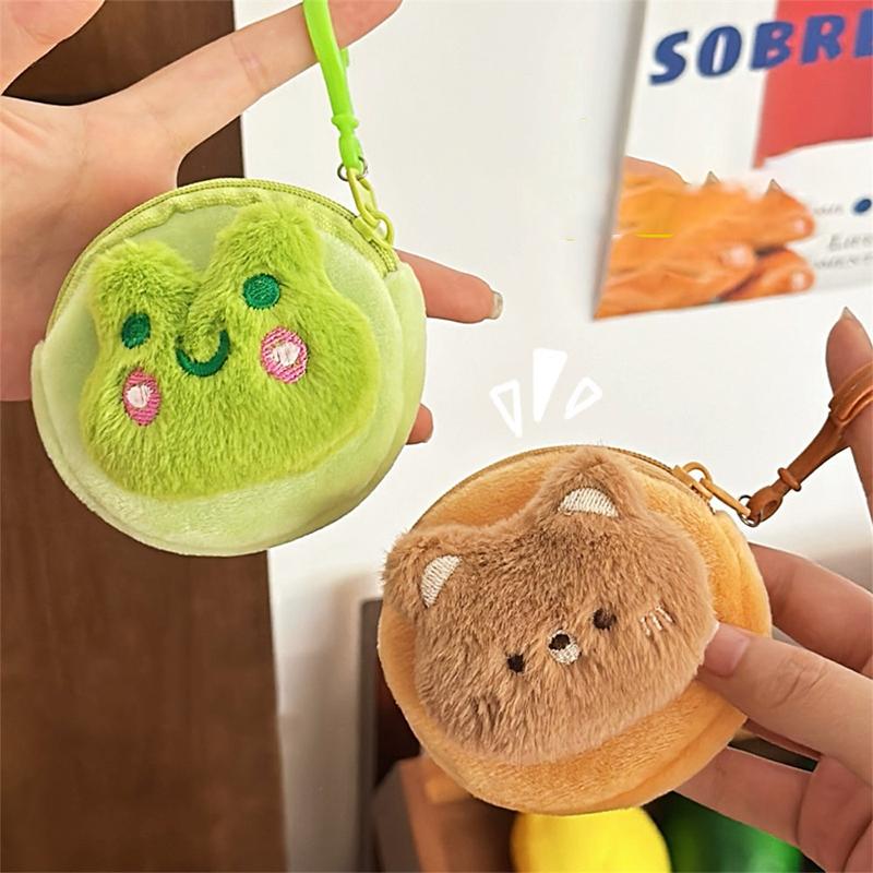 Cartoon Rabbit Bear Chicken Frog Plush Coin Purse Pouch Animal Wallet Children Zipper Coin Bag  Earphone Storage Bag