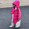 Children's Plush Cotton Hooded Jacket for Girls Outerwear Autumn Winter Coat Long Kids Clothes
