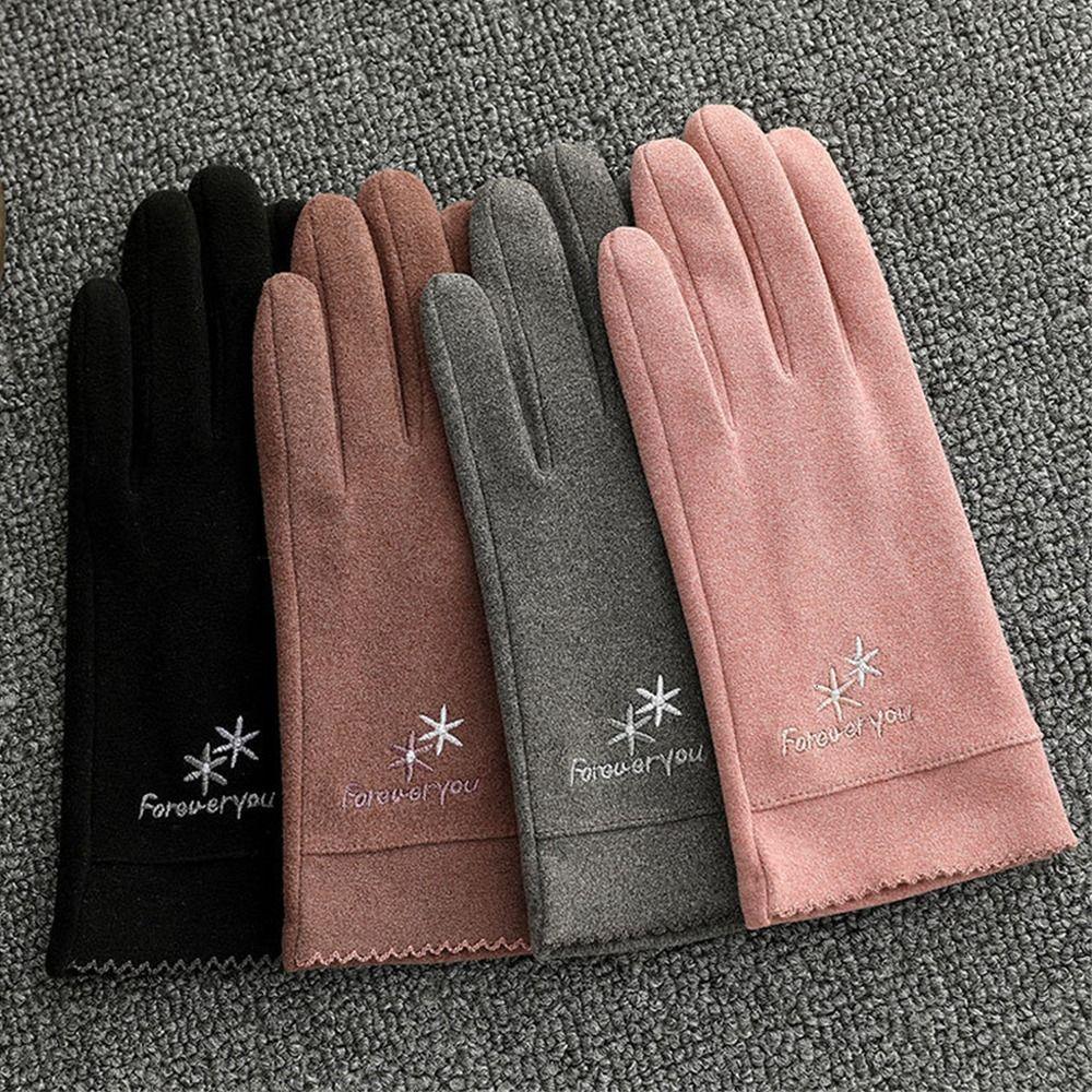 Thin Velvet Warm Gloves Touch Screen Mittens Fashion All Finger Gloves Outdoor