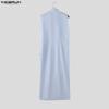 INCERUN Mens Vintage Sleeveless Long Vest V Neck Side Lace Up Casual High Split Tunic Top Robe