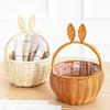 Durable Handmade Basket In Neutral Tone With Fun Rabbits Ear Detail Perfect For Fashion Home Decorations