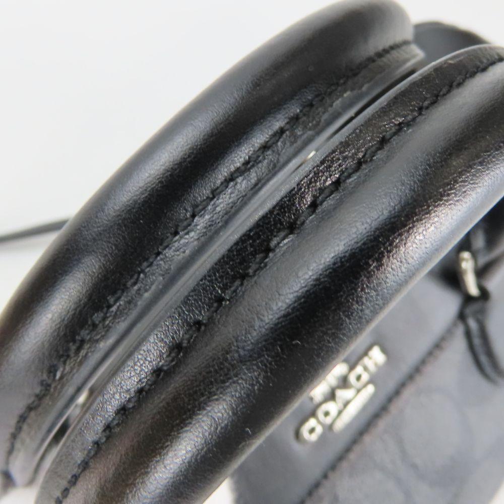 Bolsa de Mão COACH Usada F32203 Lona revestida de PVC Signature/couro cinza preto Ombro