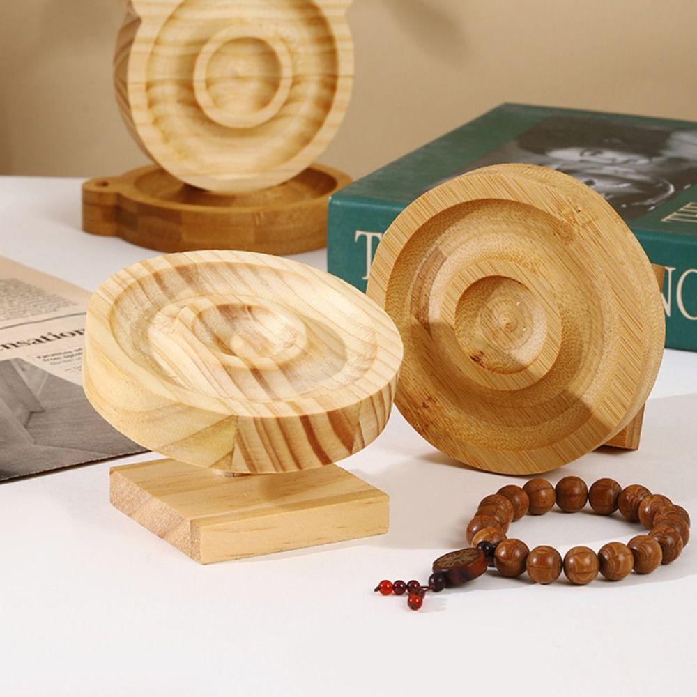 Round Wooden Jewelry Tray Built-in Groove Bracelets Holder Fashion Bangle Display Case  Photo props