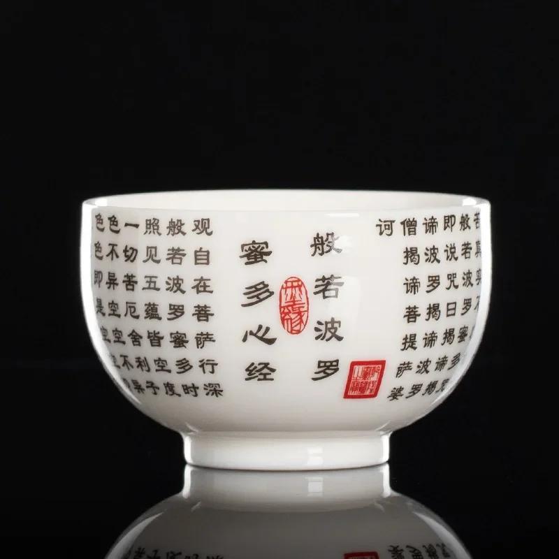 

1 шт. китайская изысканная керамическая чашка для чая, ручная работа, Священное Писание, мастерские чашки, эксклюзивная чайная чаша, чашка для медитации, ретро-чайный набор, аксессуары 200ml