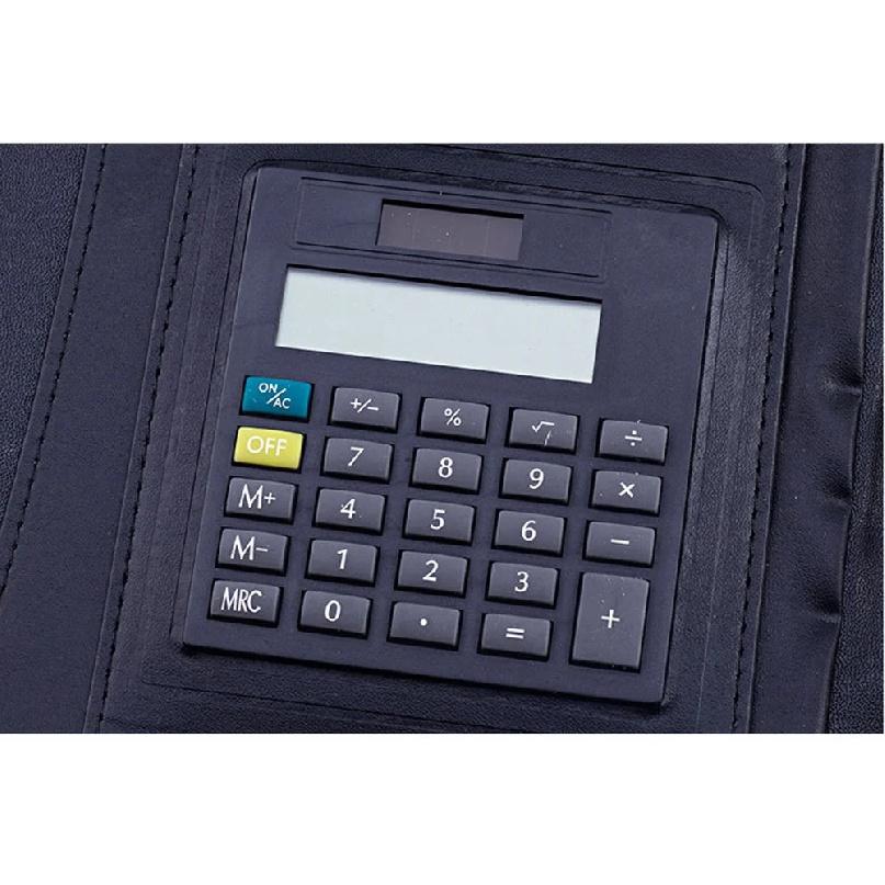 A5 Padfolio File Folder Document Bag with Calculator Zipper Fichario Binder Notebook Briefcase Executive Spiral 6 Ring Note Book