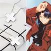 Women's Stainless Steel Cross Pendant Necklace Anime Role-Playing Jewelry Bead Chain Amulet Popular