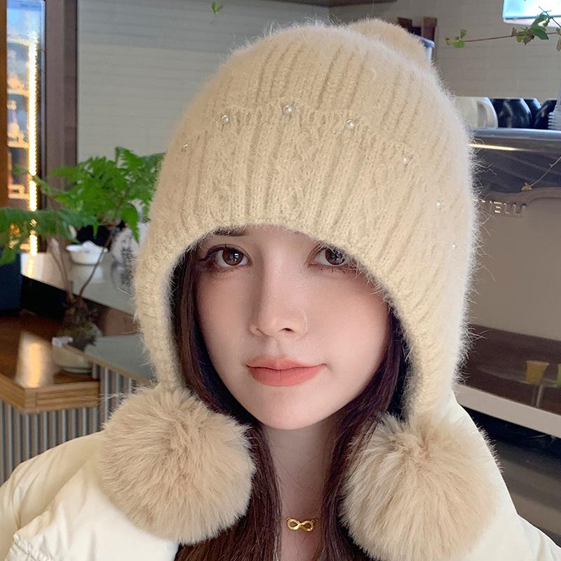Knit Womens Beanie Winter With Pompom Warm Thick Polyester Stretchy Soft Cozy Nobrim Hat For Christmas