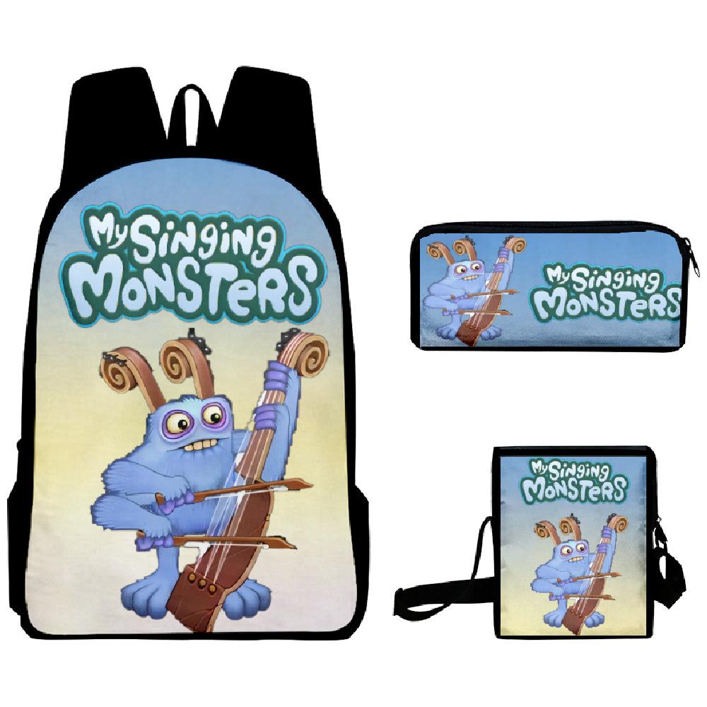 Classic Popular my singing monsters 3D Print 3pcs/Set School Bags Laptop Daypack Backpack Inclined shoulder bag Pencil Case