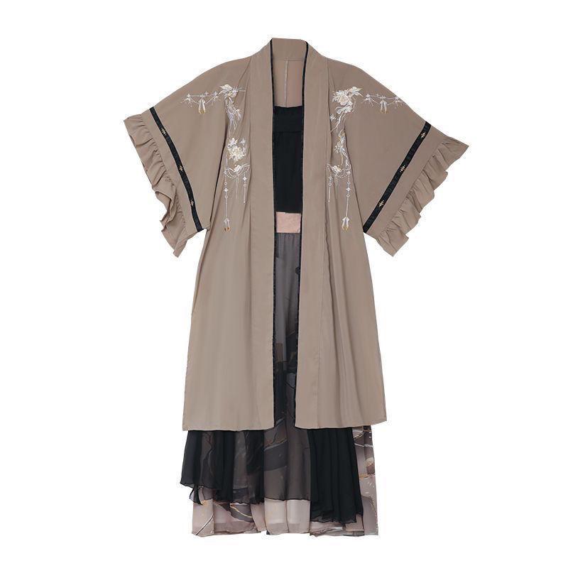 

Китайский стиль династии Сун стиль Ханьфу женский улучшенный длинный повседневный костюм Бэй Цзы юбка длиной до талии древний костюм S разноцветный