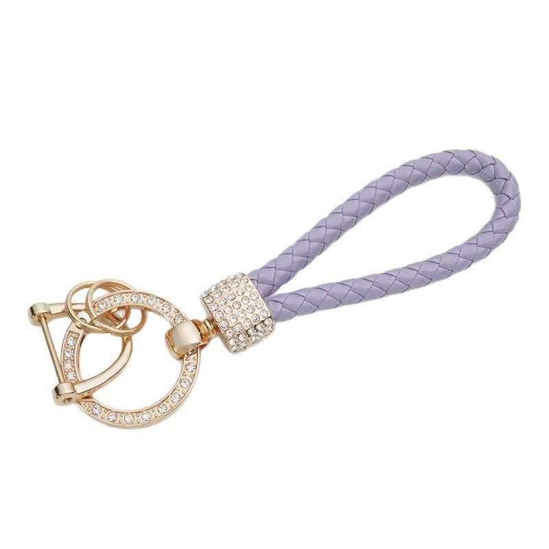 Luxury Keychain: Handwoven Imitation Diamond Leather Bracelet with Metal Buckle for Men & Women