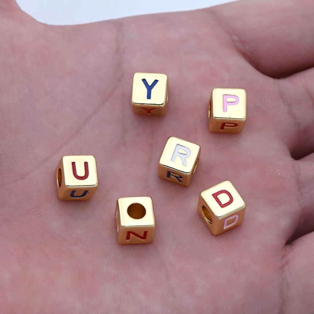 Colorful 26-Letter Square Beads & Oil Drop Letter Pendants for DIY Bracelets & Necklaces