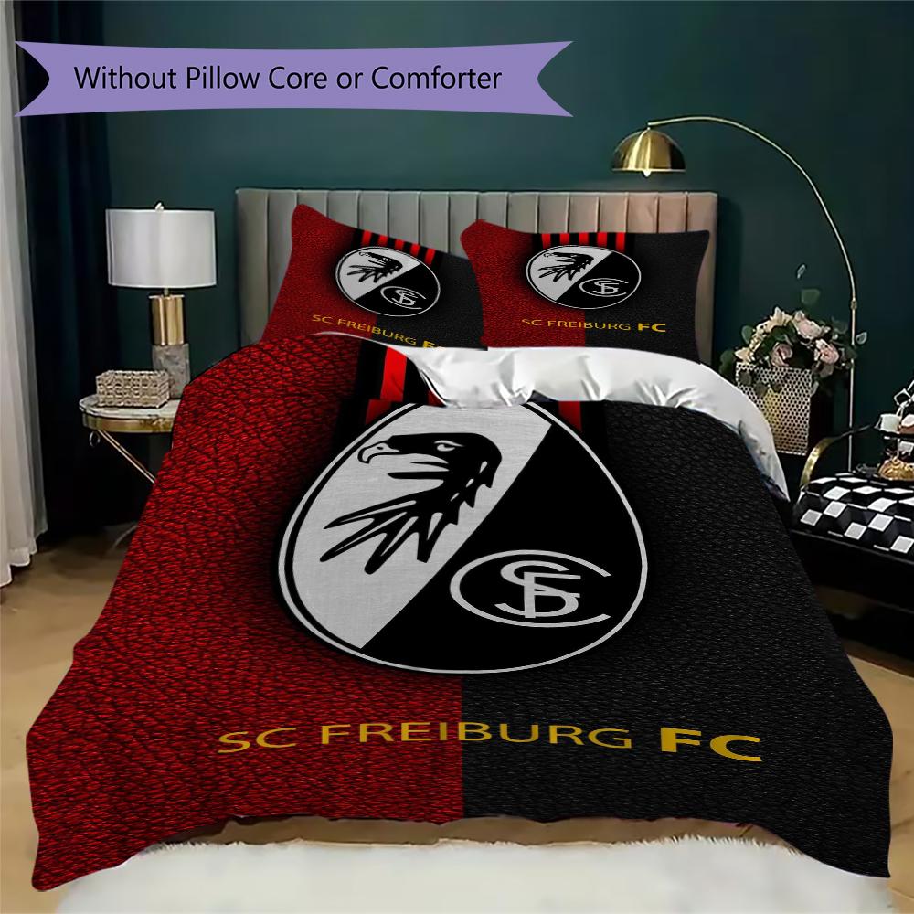 SC Freiburg Vzorované povlečení přikrývka přikrývka povlak na polštář domácí dekorace narozeninový dárek (1 * povlak na peřinu + 2 * povlak na polštář bez jádra)80