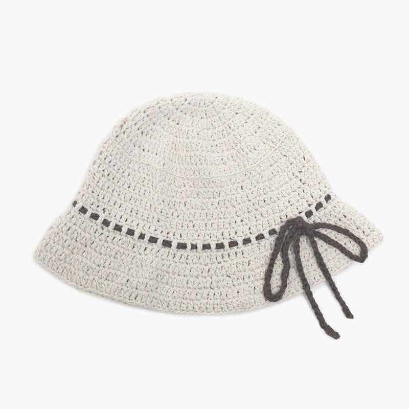 Женская вязаная шляпа-ведро с лентой C8186_Pink