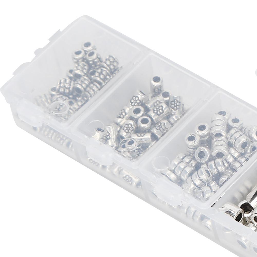 260pcs Alloy Spacer Bead Silver Spacer Bead Kit Metal Spacer Bead Pack  Necklace Making
