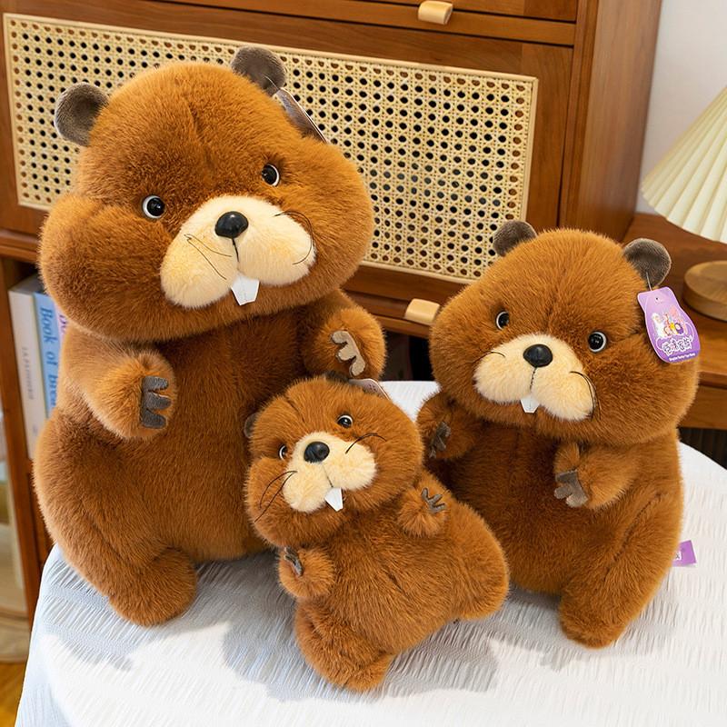 Plush Groundhog Toy With Long Pile Fur For Kids Playroom Decor