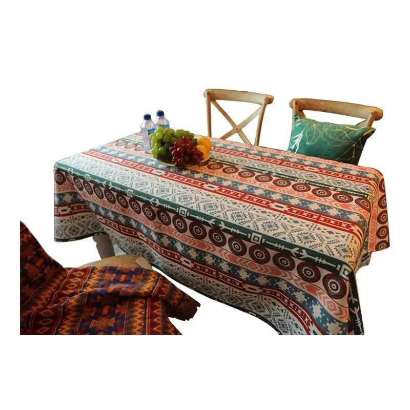 Tovaglia Impermeabile e Resistente all'Olio Stile Bohemien Tovaglia Rettangolare Stampata a Righe Panno Decorativo Copritavolo