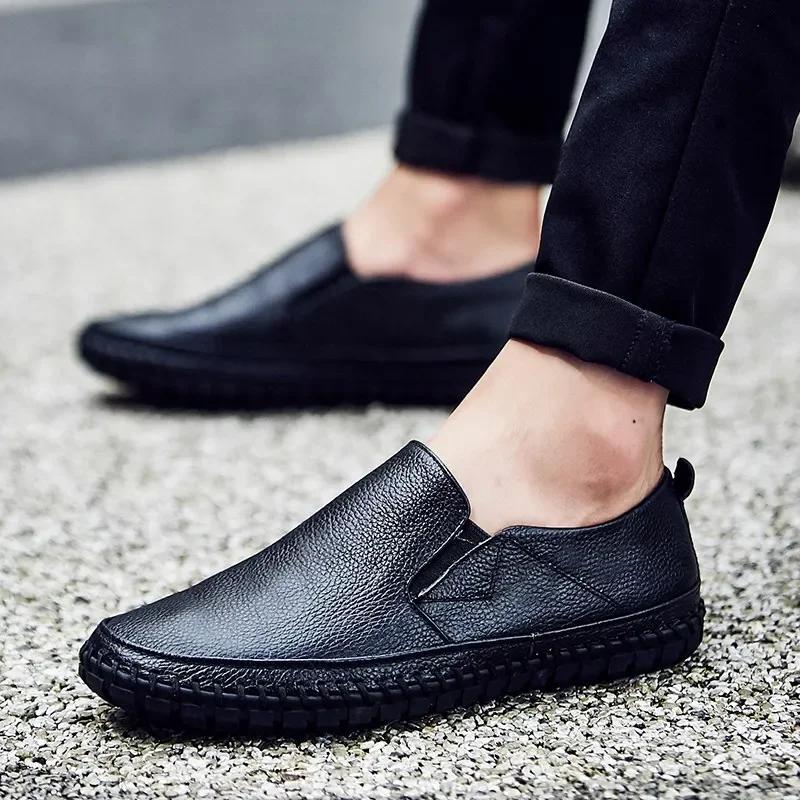 Fashion Size 38-50 Men Casual Shoes Genuine Leather Men Sneakers Handmade Slip On Outdoor Shoes Fashion Loafers Men Shoes Moccasins