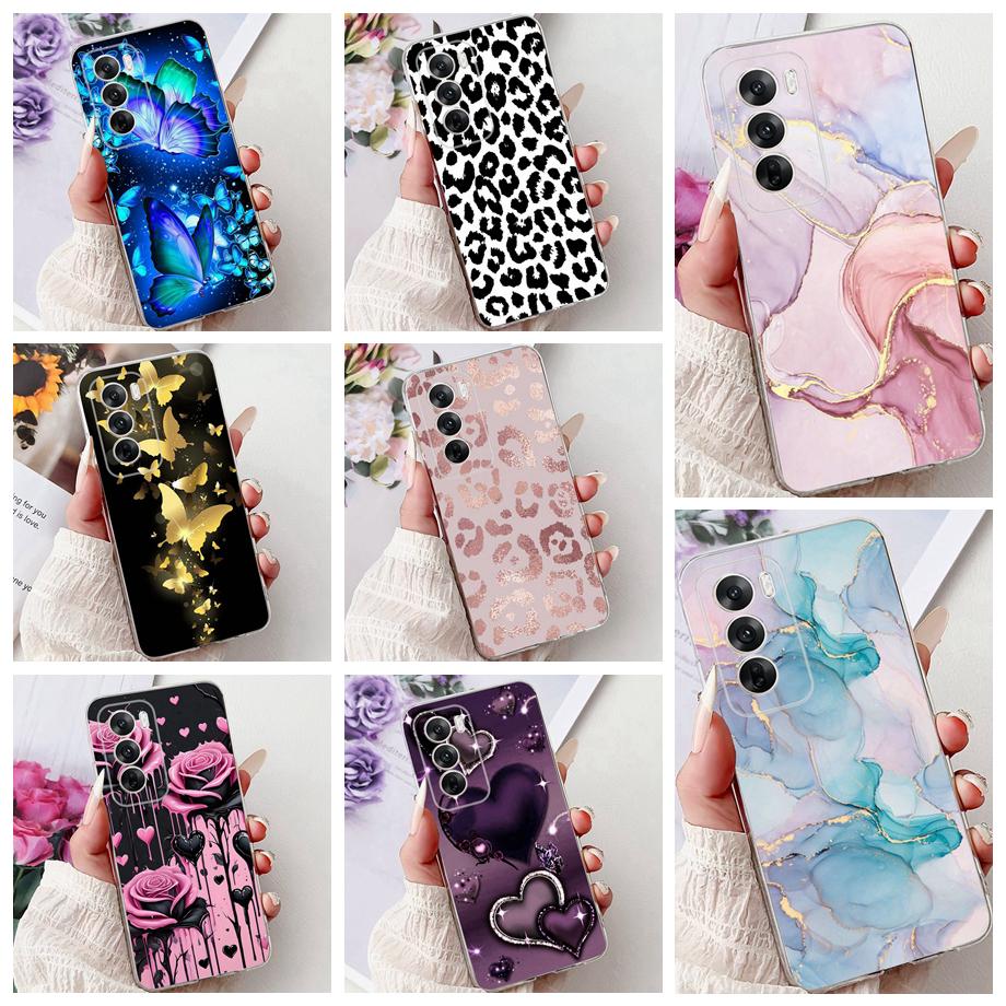 Soft Clear Silicone Back Cover For Oppo Reno12 Pro CPH2629 Phone Case Marble Butterfly Capa For Reno 12 12Pro 5G CPH2625 Capa