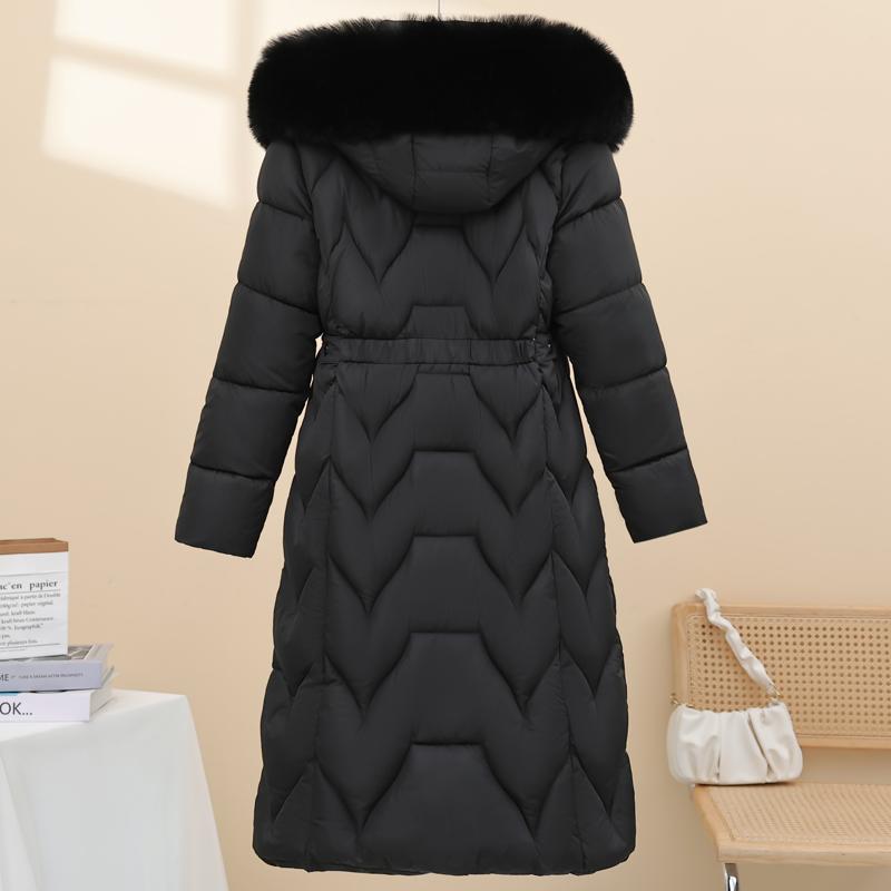 Fashion Winter Woman Coats Hooded Faux Fur Collar Thick Warm Plus Size Long Parkas Loose Women's Jackets
