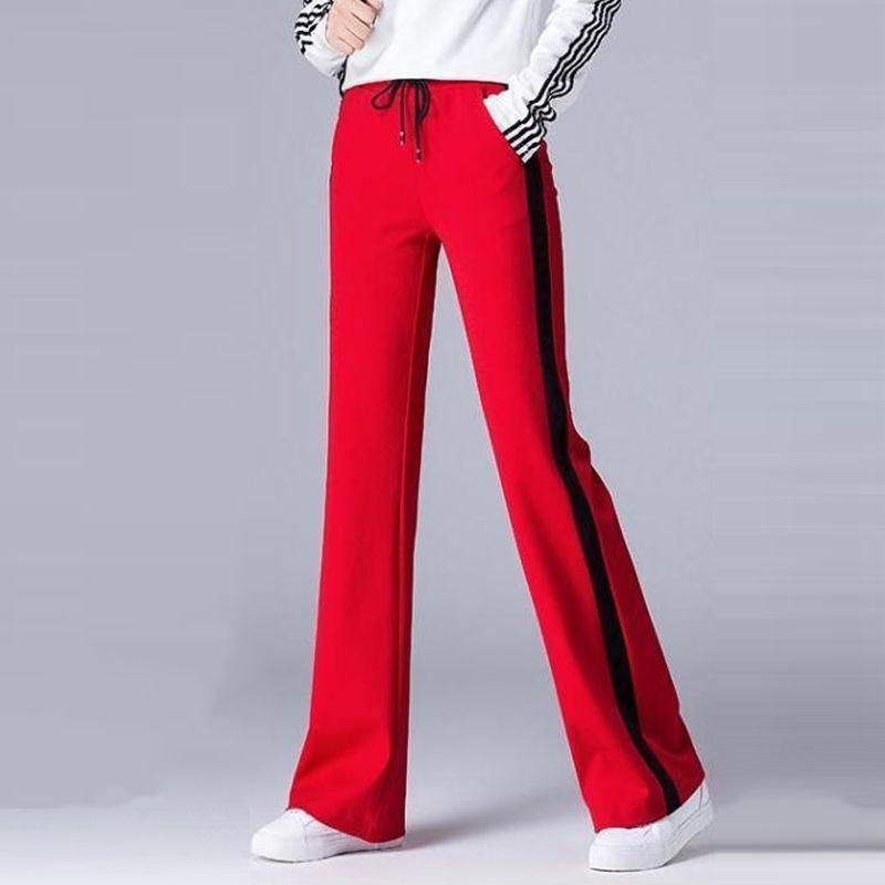 Pantaloni Sportivi da Donna Primavera Autunno Nuovi Ampi Drappeggiati Dritti Vita Alta Ballo di Piazza Pantaloni Casual