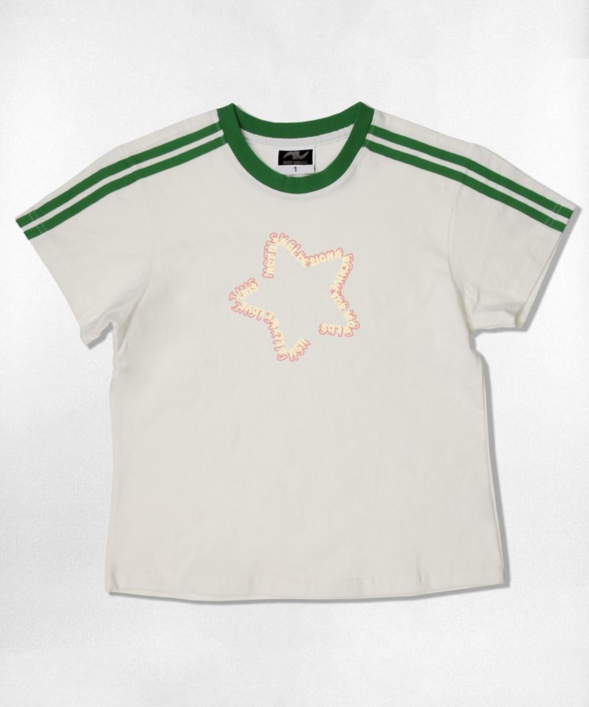 Nasyujeueol Star Font Logo Semi-Crop Short Sleeve T-Shirt 6 Colors