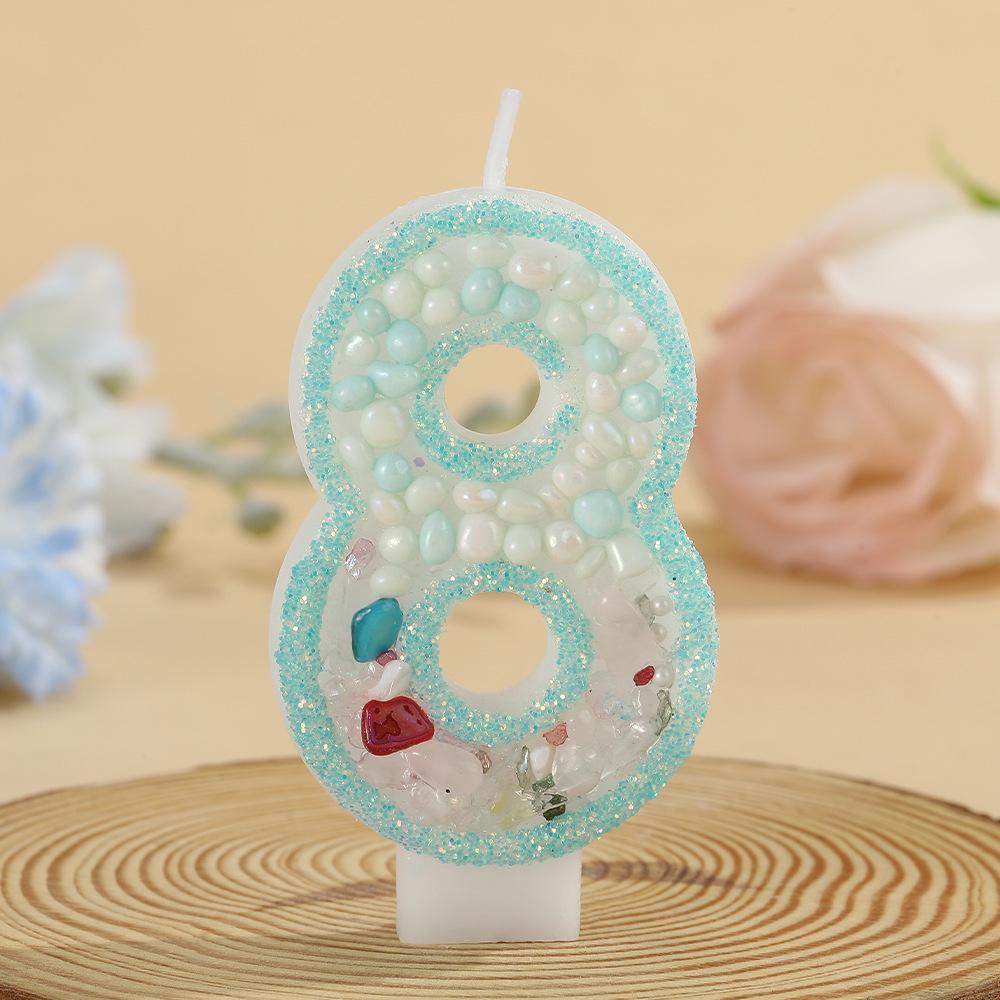 Handmade Double Color Swan Stone Number Candle for Children's First Birthday Cake
