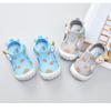Chaussures d'été pour enfants, chaussures pour bébé de 0 à 3 ans, chaussures d'apprentissage de la marche style fin anti-glissement dessin animé pour l'intérieur, chaussures d'été en mesh pour nourrisson à semelle souple