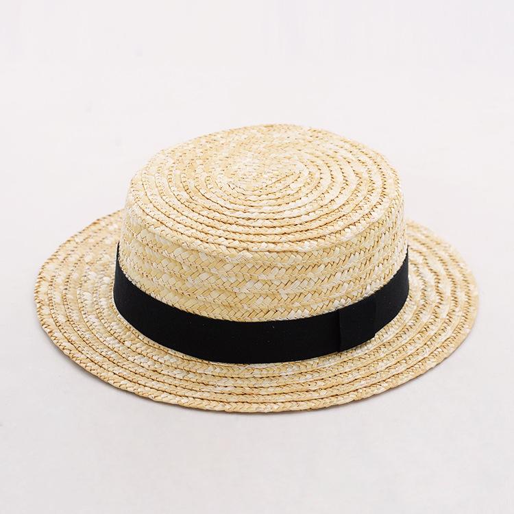 Mode Sommer Damen Breitkrempiger Naturstrohhut Chapeau Damen Sonnenhüte Boater Schwarz Panama Strandhut Sombrero Mujer Fedora Hut