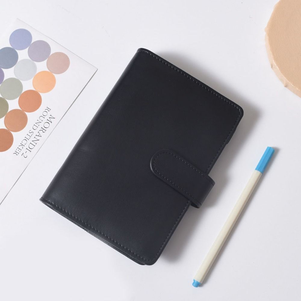 A6 Loose-leaf Notebook Magnetic Button PU Leather Folder Efficient Cash Budget Ledger School