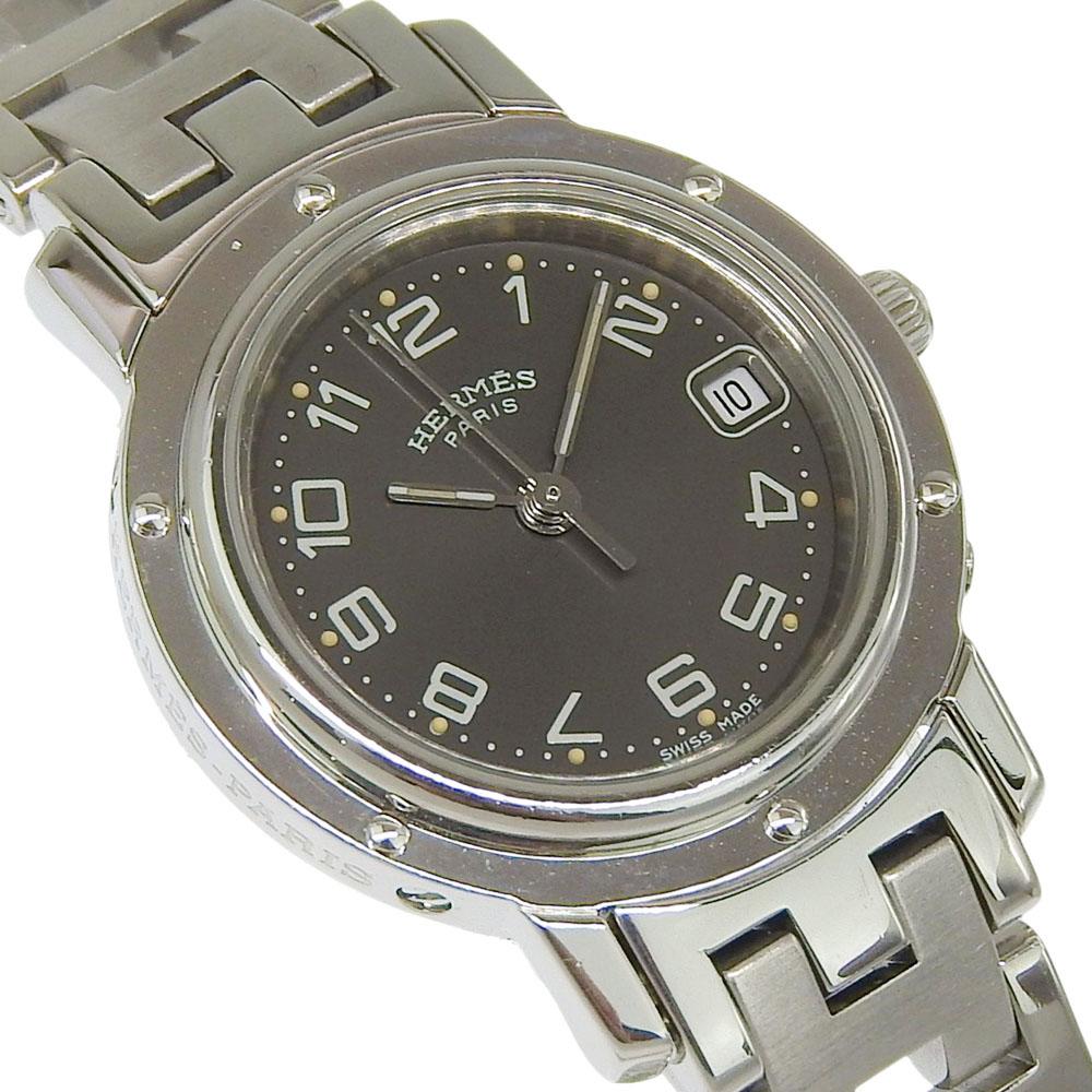 HERMES Clipper Watches CL4.210 grayDial Stainless Steel Quartz Analog display Women Used