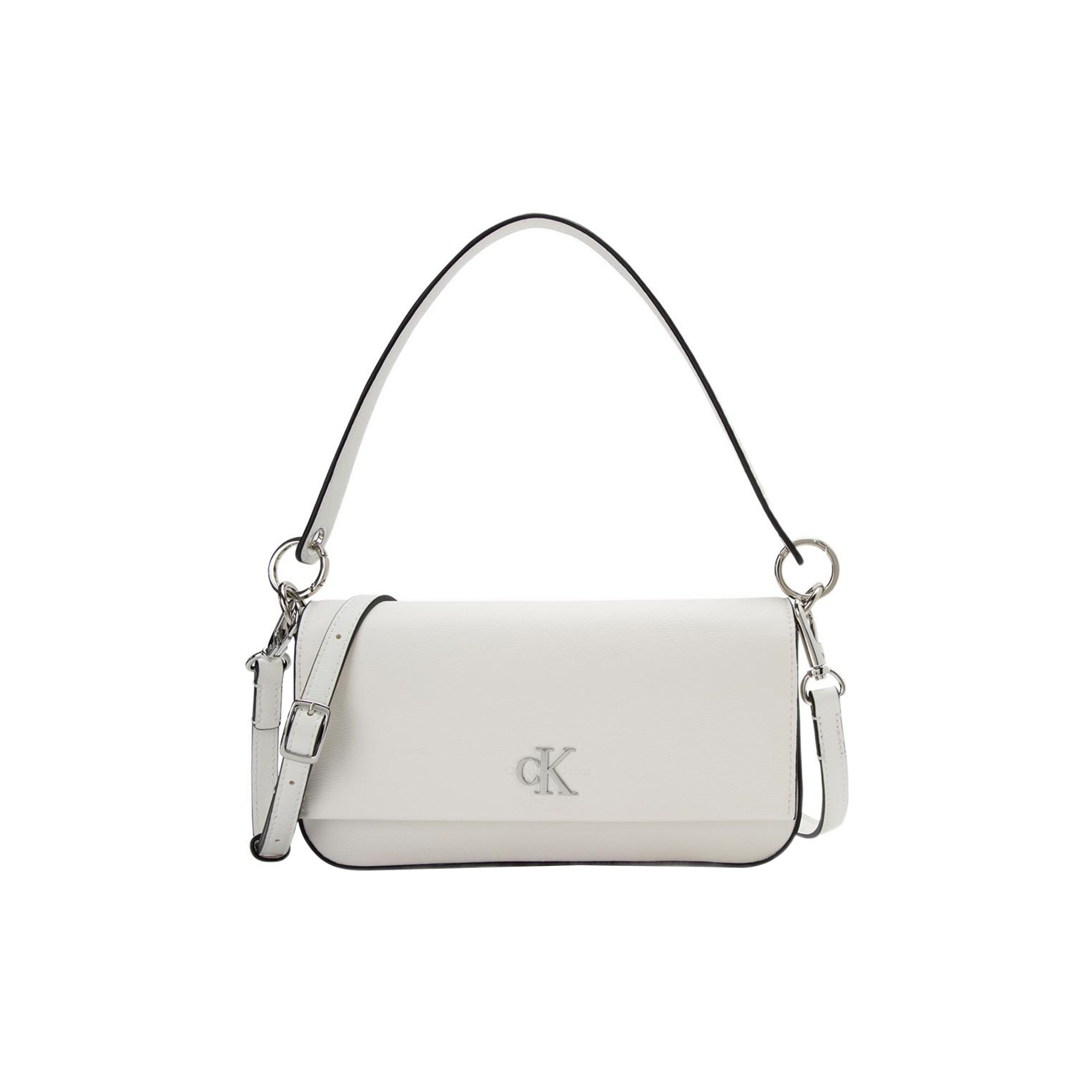 Calvin Klein Solid Color Letter Logo Hardware Buckle Flap Synthetic Leather Envelope Bag Women handbags Ivory DH3458-114 Ivory White 21690₽