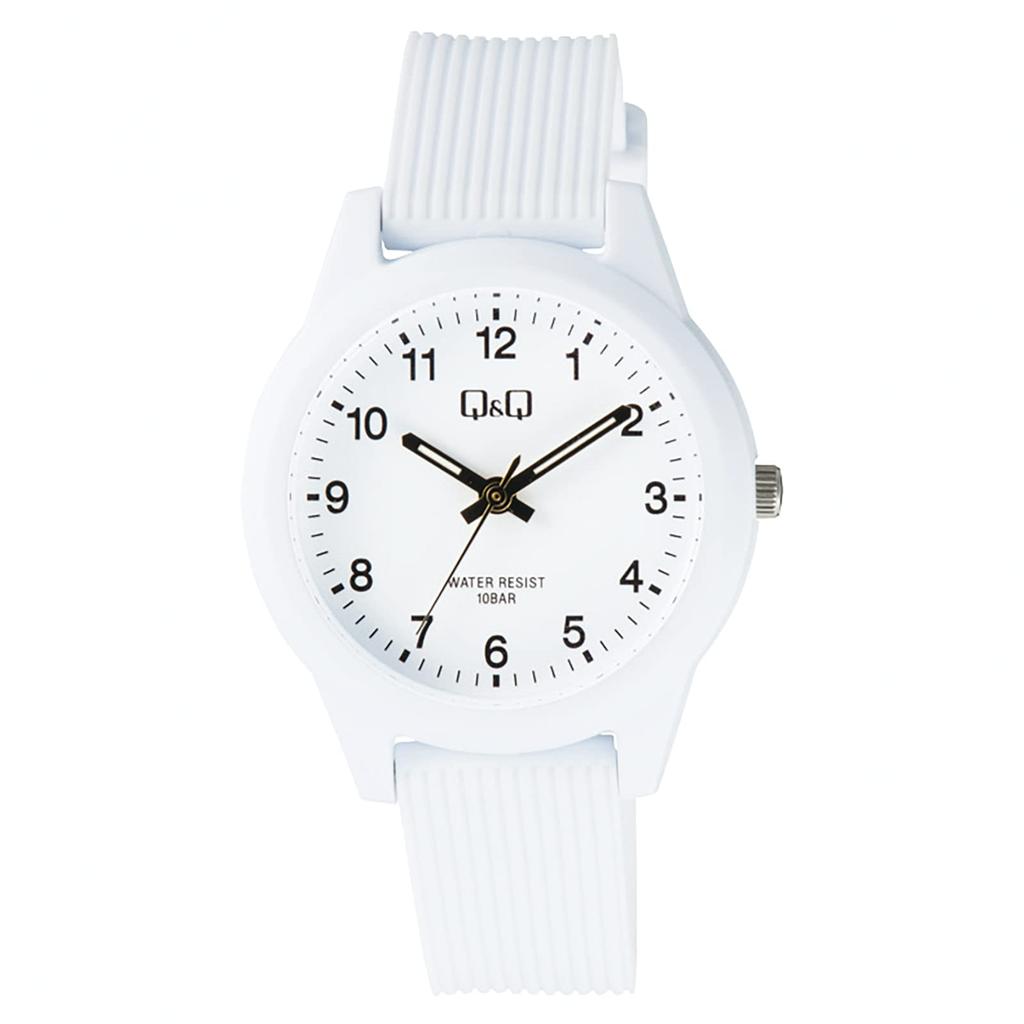 CITIZEN Analog with Urethane Q&Q Watch, Waterproof, Strap, White, V01A-018VK