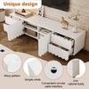 Modern white TV cabinet, TV stand, low TV stand. Unique design. 175 x 38 x 37 cm (L x W x H)