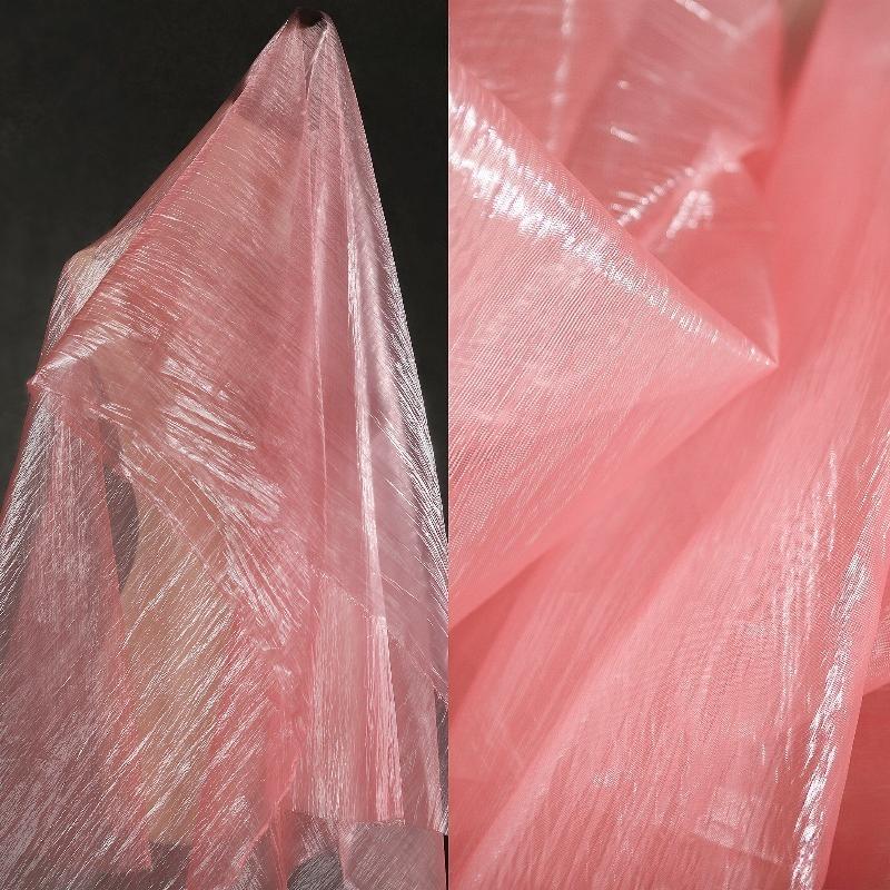 Tessuto Trasparente Speciale Pieghettato Micro-testurizzato in Nylon 100/300/500cm Trasparente per Abiti da Sera Disegnato da un Designer