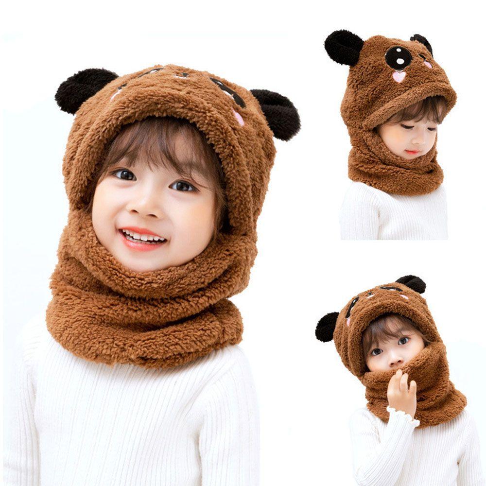 Panda Fleece Kids Caps Coral Velvet Ear Cap Hat Baby Stuff Scarf