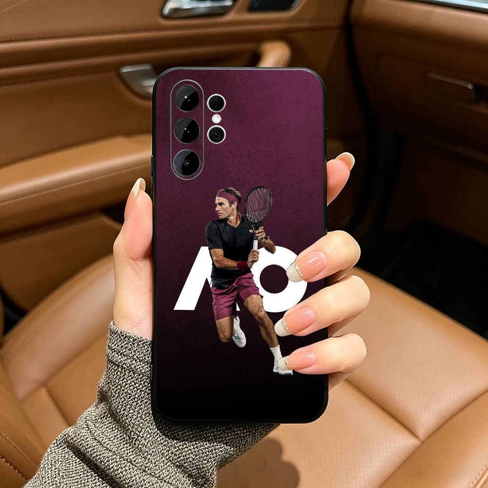 Roger Federer Tennis Legend Black Soft Silicone Phone Case for Samsung Ultra S25, S24, S21, S22, S23, S30, Plus, FE, Lite