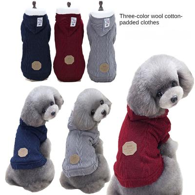 Roupas Novas para Animais de Estimação Casaco de Algodão para Cães Suprimentos para Animais de Estimação Suéter para Cães Lã Tricolor Casaco de Algodão de Duas Pernas