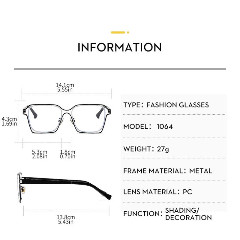 Women's eyeglasses - unisex fashion square hollow metal glasses