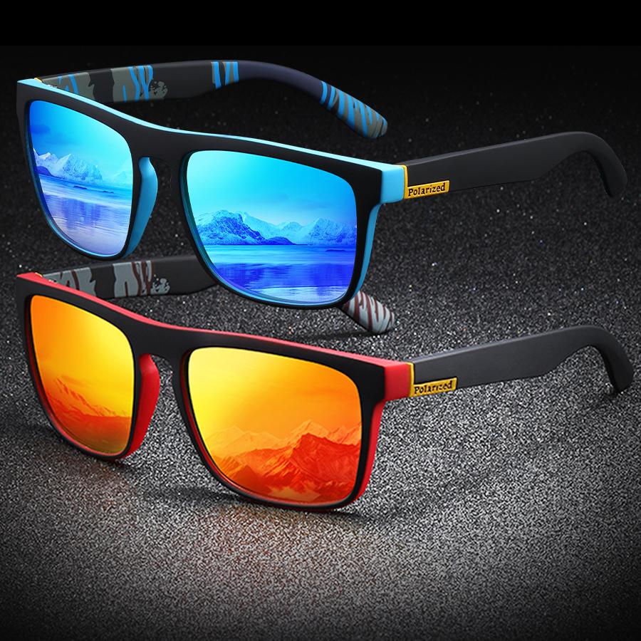 2 Pieces Fashion Vintage Square Sports Sunglasses Men Women Driving Fishing Brand Designer Sun Glasses Retro Man Eyewear UV400