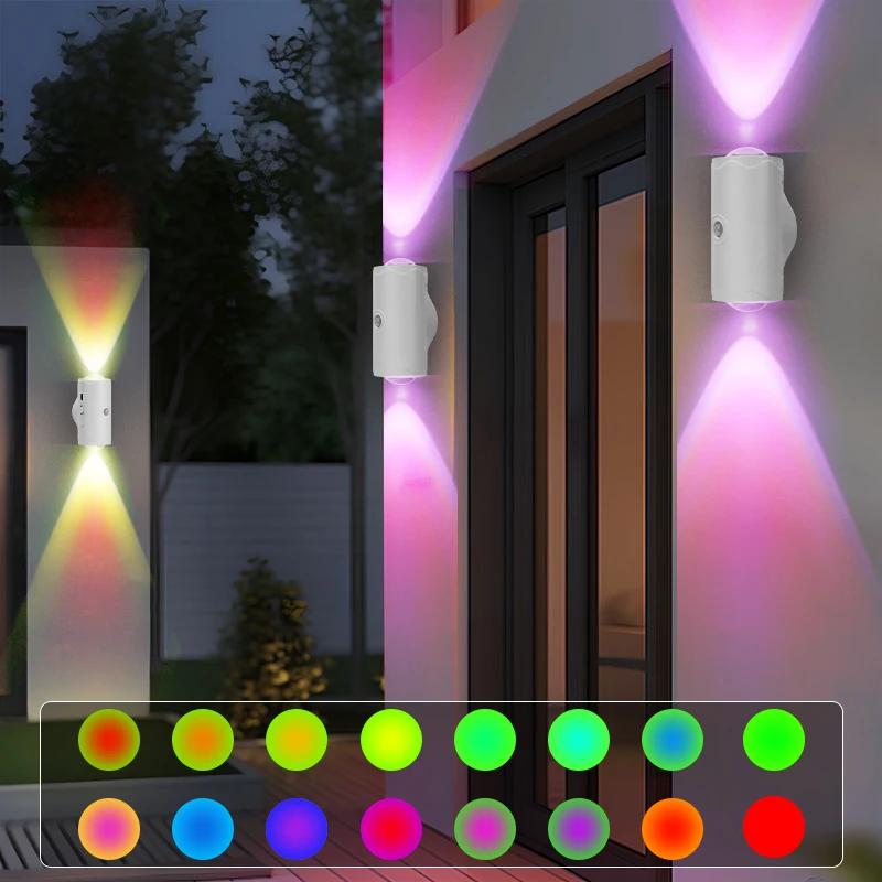 LED Wall Sconces with Motion Sensor Rechargeable Battery Powered Wall Lamps RGB Cordless Magnetic Night Lights for Hallway