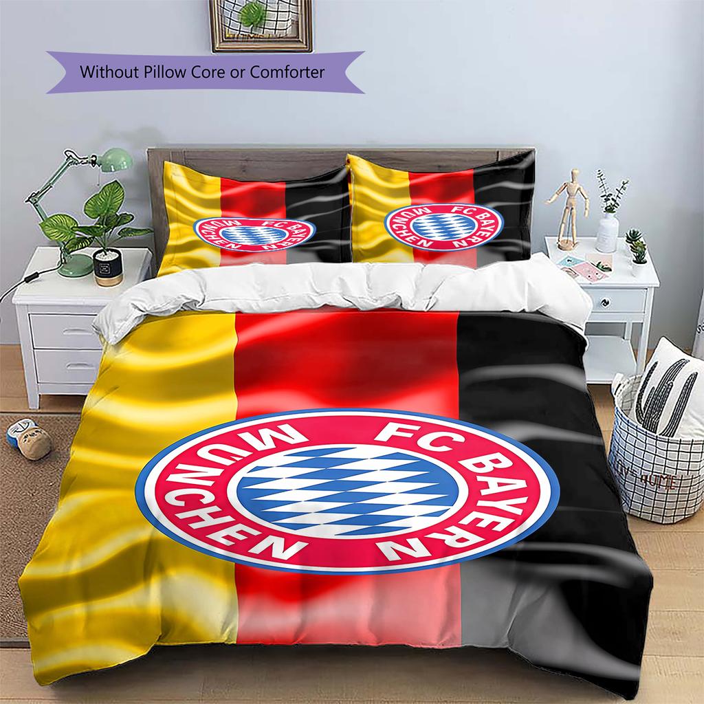 Povlečení s motivem FC Bayern Mnichov, Sada přikrývky, Povlak na přikrývku, Povlak na polštář, Domácí dárek k narozeninám (1 * povlak na peřinu + 2 * povlak na polštář, bez jádra)