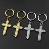 Stainless Steel Christian Religious Cross Hoop Earrings for Men Women Gold Color Jesus Crucifix Drop Earring Faith Jewelry Gift