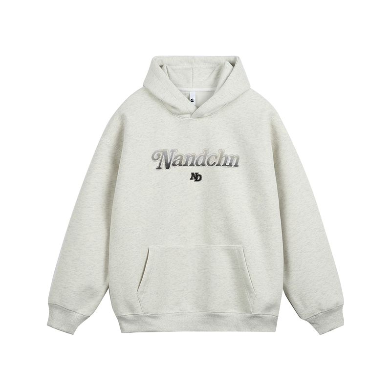 

Men s American-Style Heavyweight Hooded Sweatshirt, Men s Spring and Autumn Letter Print Pullover Hoodie, Loose Casual Top White Flower Ash 2XL