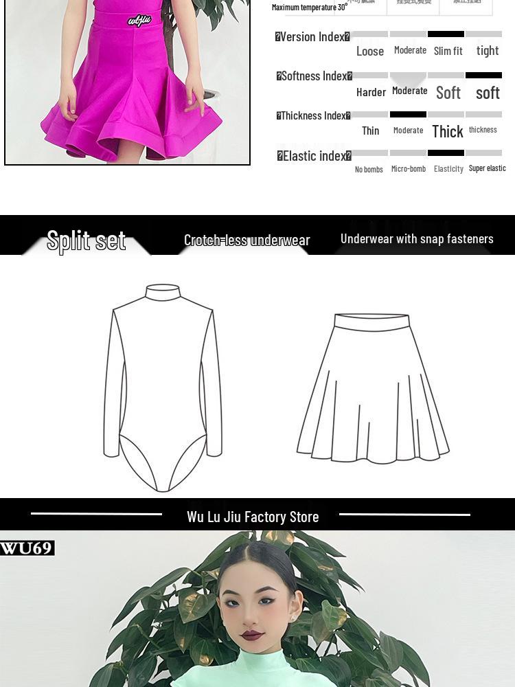 W69 Professional Latin Dance Dress for Girls - 2025 Exam Competition Standard