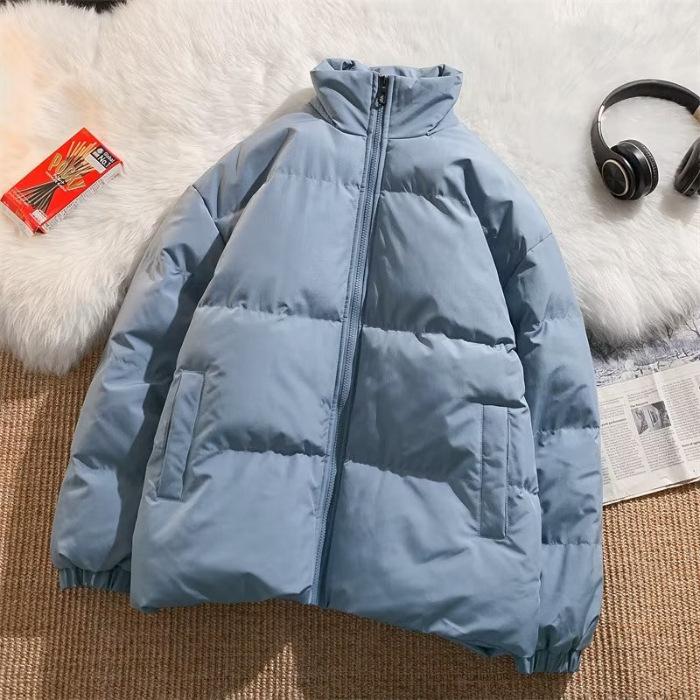 

Чоловіче модне бавовняне пальто в гонконзькому стилі: Стійка комір, Однотонний, Потовщений для осені/зими, Молодіжний дизайн, Пуховик для пари 4XL