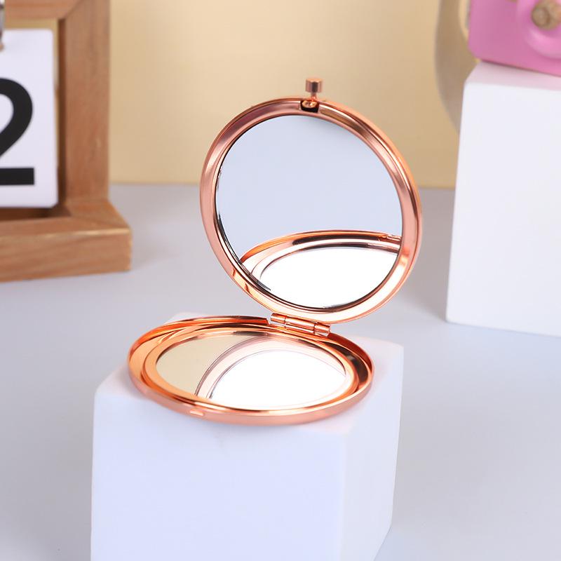 Portable Stainless Steel Cartoon Dual-Sided Round Pocket Makeup Mirror