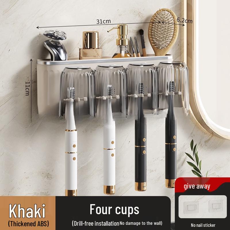 MDNG Wall-Mounted Toothbrush Holder & 4-Cup Organizer