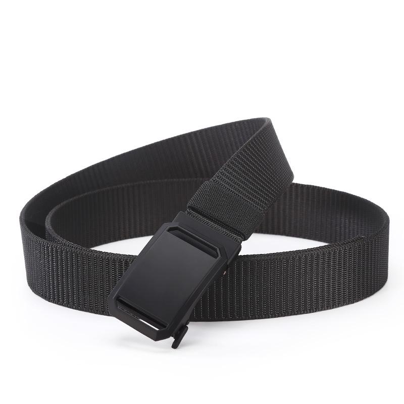 Unisex Nylon Tactical Belt with Alloy Buckle and Braided Leather Detail