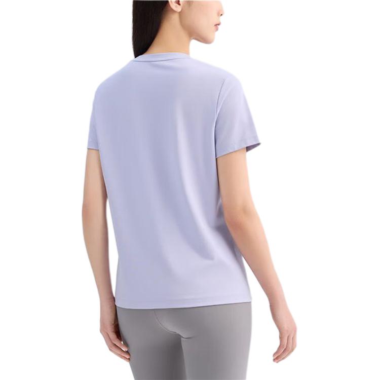 Anta Training Series Printed Logo Round Neck Comfortable Breathable Pullover Short Sleeve T-Shirt Women Tops Sakura-Purple 162427120-3