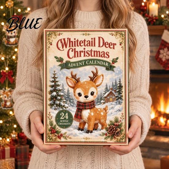 Winter Wonderland Tree Countdown Calendar Christmas Advent Whitetail Deer Decorations 2D Calendar 24-Day with 24